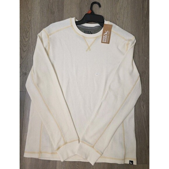 Eddie Bauer Men’s Thermal Crewneck Long Sleeve Shirt Undyed Beige Size M NWT - Picture 1 of 8